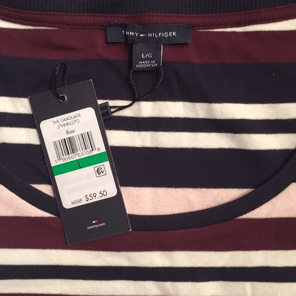 Tommy Hilfiger Womens Mixed Media Striped Knit top - Picture 4 of 4
